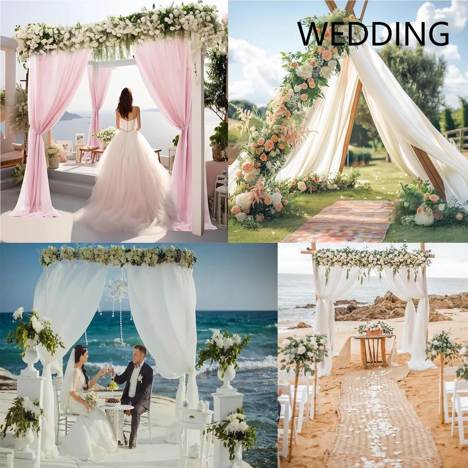 Blush Pink Backdrop Curtain Pink Drapes for Backdrop Chiffon Sheer Curtains Wedding Backdrop Wall Curtains for Bridal Shower Birthday Party Photo Backdrop Decoration - 2 Panels 5ft X 10ft