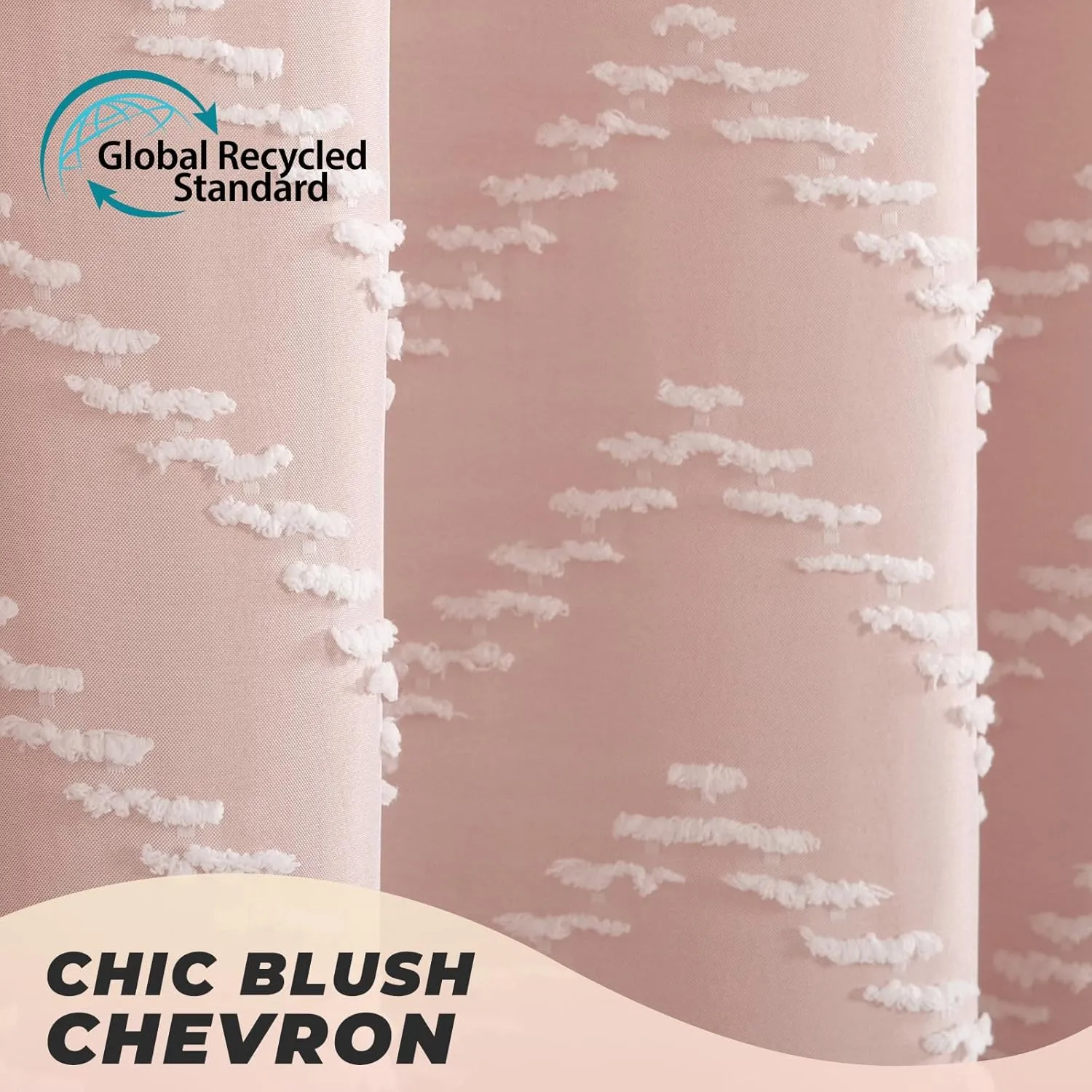 Blush Pink Boho Shower Curtain Cute Shower Curtain Modern Farmhouse Textured Chevron Striped Minimalist Bathroom Shower Curtains