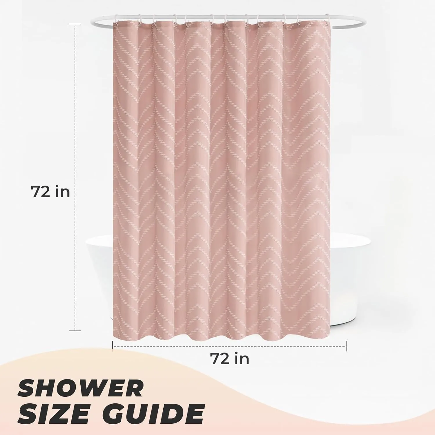Blush Pink Boho Shower Curtain Cute Shower Curtain Modern Farmhouse Textured Chevron Striped Minimalist Bathroom Shower Curtains