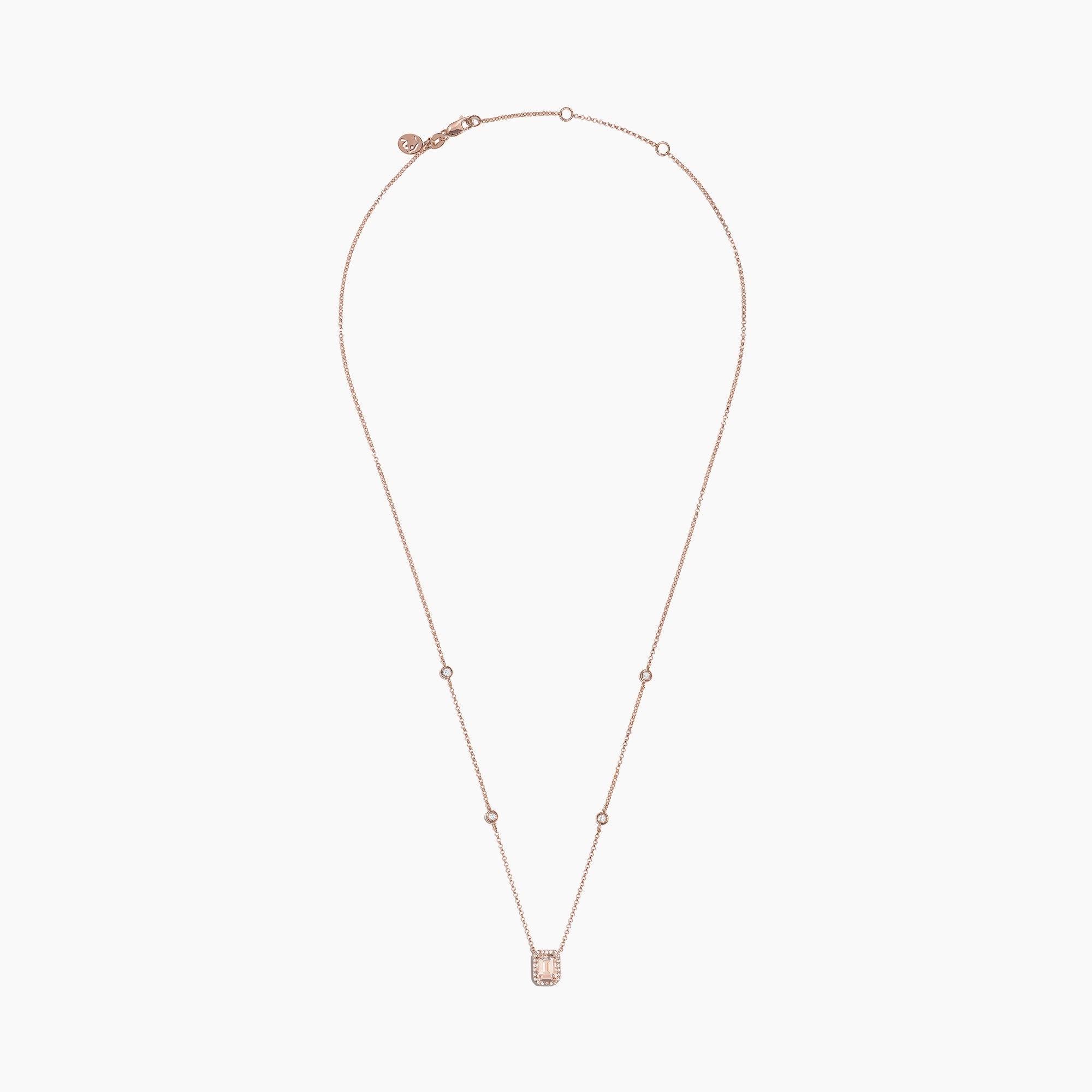 Blush 14K Rose Gold Morganite and Diamond Necklace, 1.16 TCW