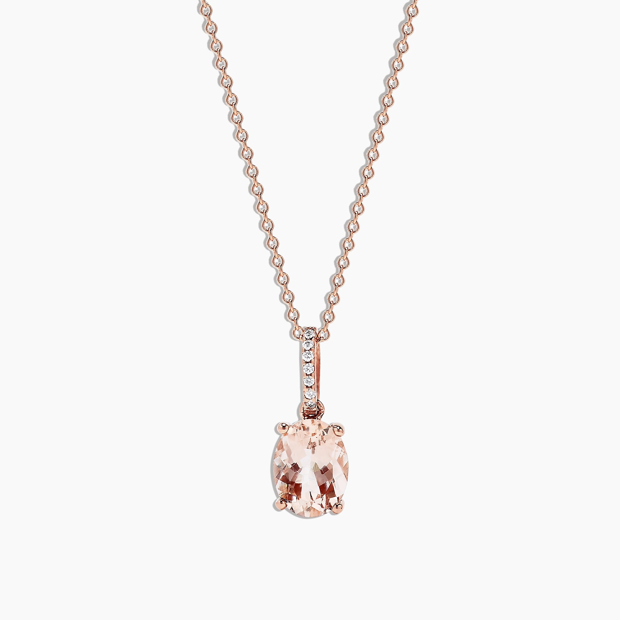 Blush 14K Rose Gold Morganite and Diamond Pendant, 1.74 TCW
