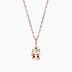Blush 14K Rose Gold Morganite and Diamond Pendant, 1.74 TCW