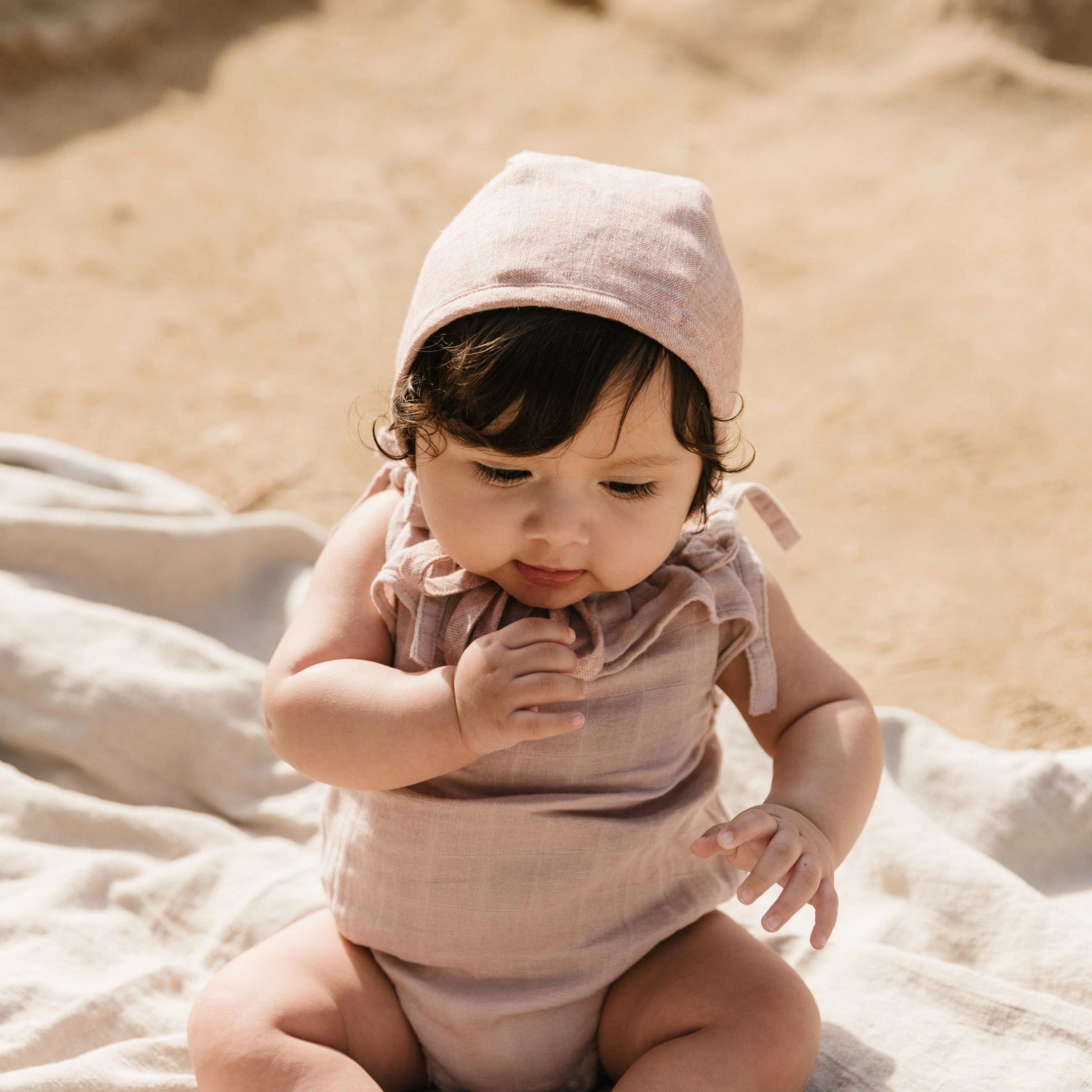 Blush Linen Bonnet