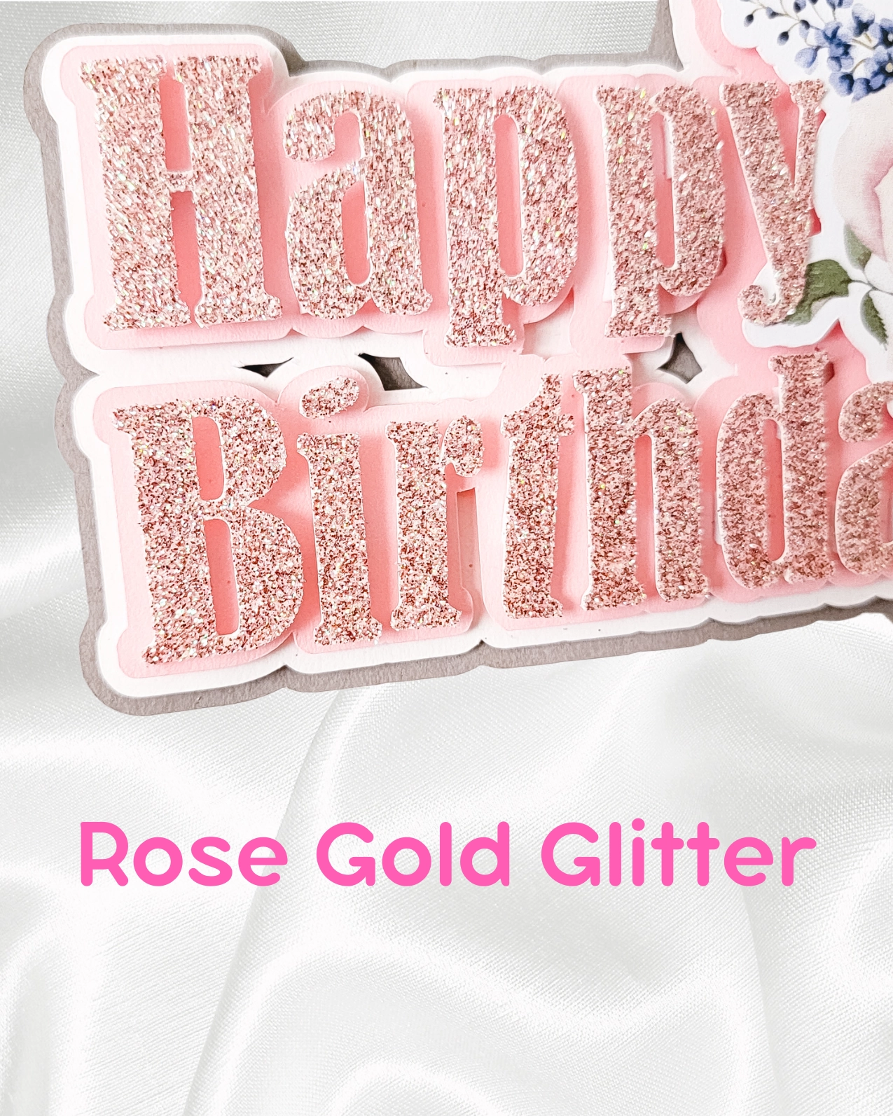 Blush "Happy Birthday" Cake Topper