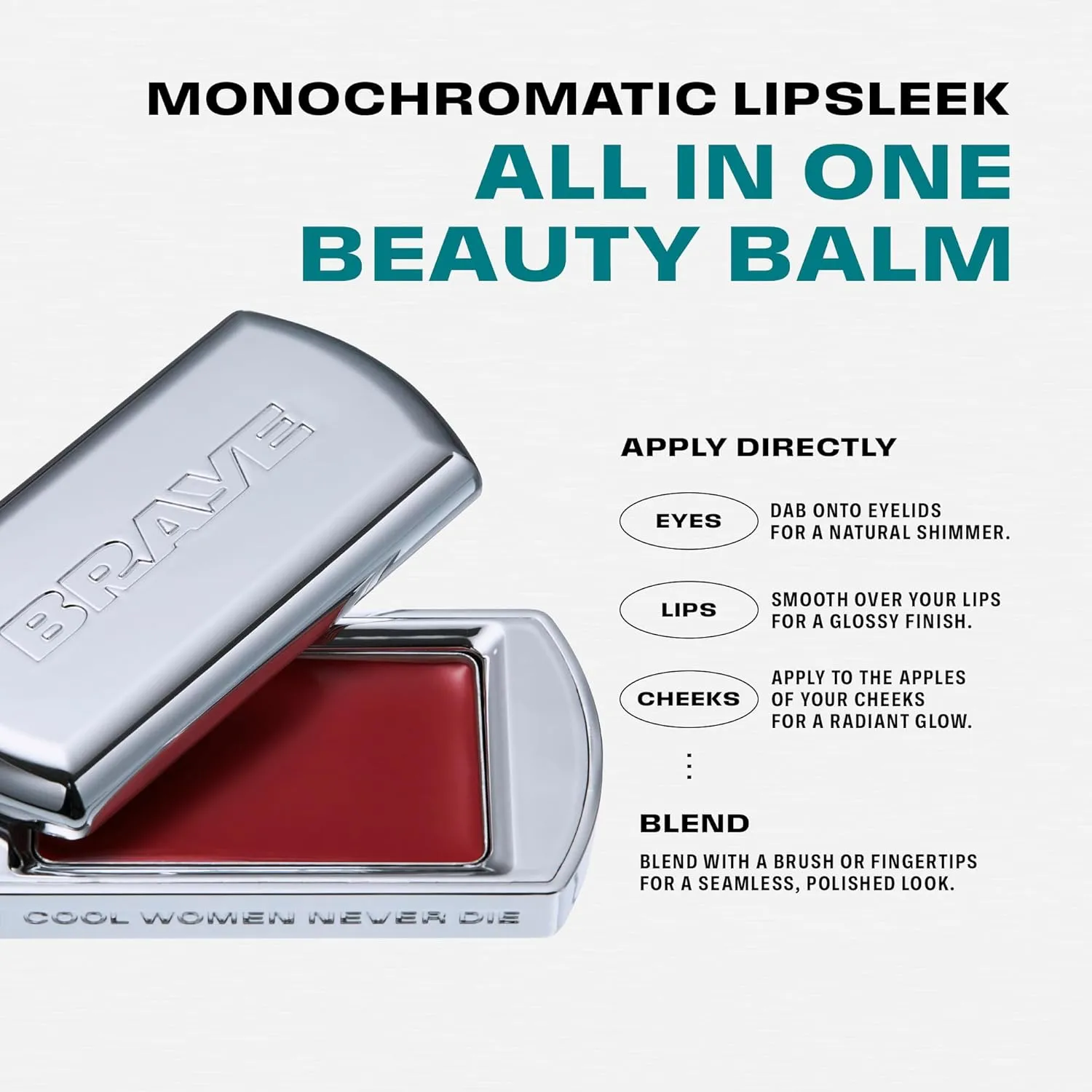 BRAYE LIPSLEEK | Blush for Cheeks & Lips, Korean Makeup Blush, Cool Lip and Cheek Balm, Vegan Cream, Lightweight w/Blendable & Buildable Makeup, Natural Look 08 ROUGHLY 0.08oz