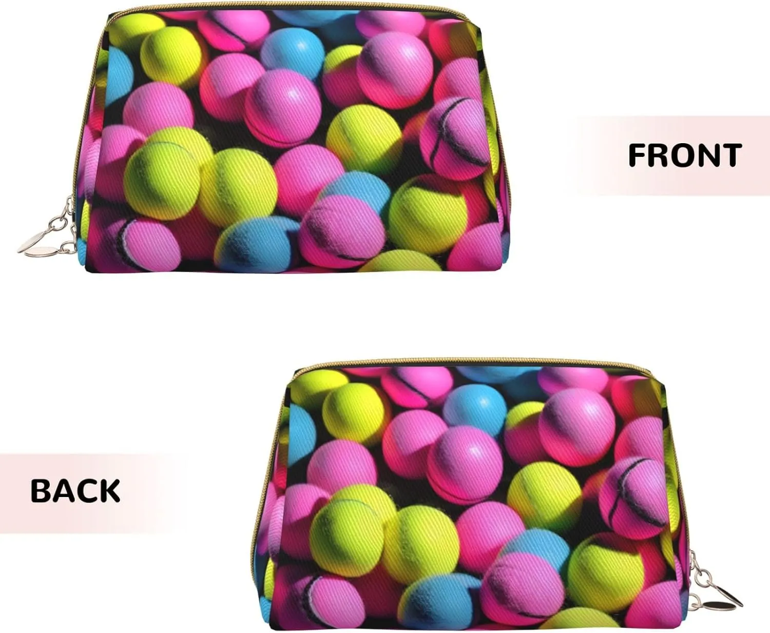 Bright Pink Tennis Balls Toiletry Travel Bag, Portable Cosmetic Organizer For Women, On-The-Go