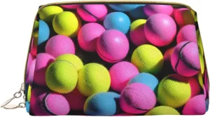 Bright Pink Tennis Balls Toiletry Travel Bag, Portable Cosmetic Organizer For Women, On-The-Go