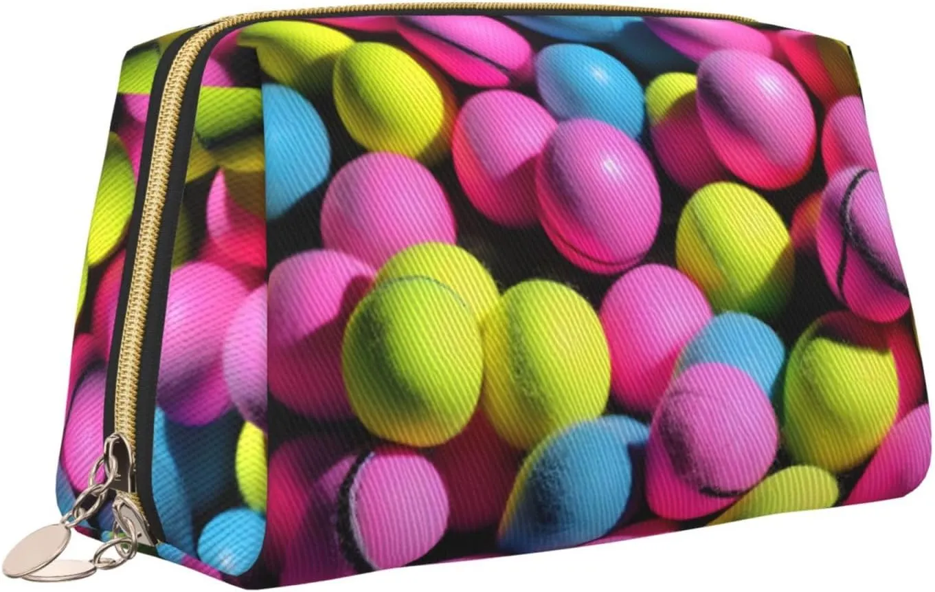 Bright Pink Tennis Balls Toiletry Travel Bag, Portable Cosmetic Organizer For Women, On-The-Go