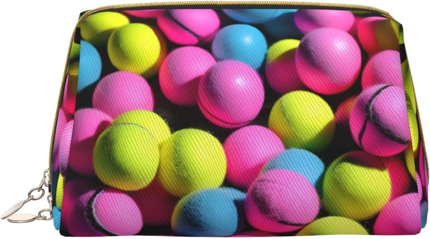Bright Pink Tennis Balls Toiletry Travel Bag, Portable Cosmetic Organizer For Women, On-The-Go
