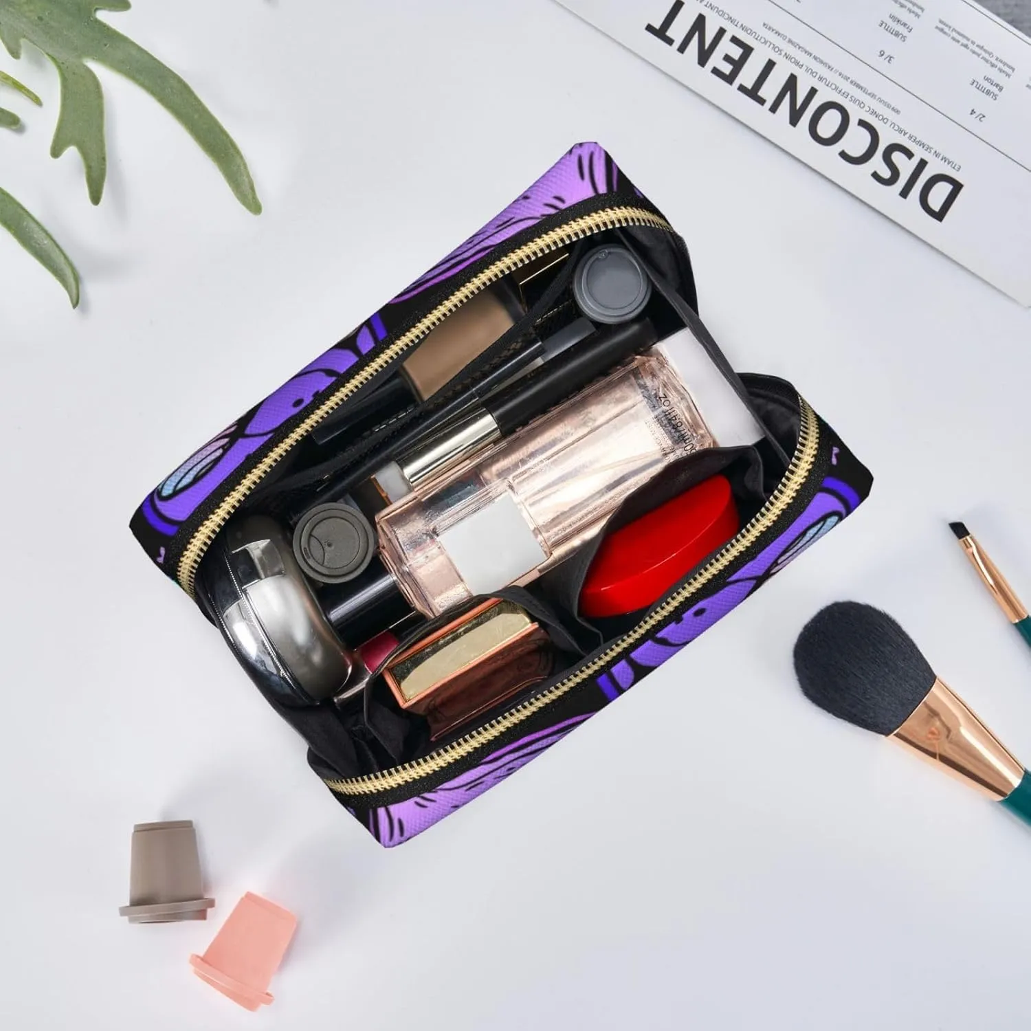 Bright Psychedelic Poisonous Mushrooms Makeup Bag Large Makeup Bag Zipper Pouch Travel Cosmetic Organizer For Women