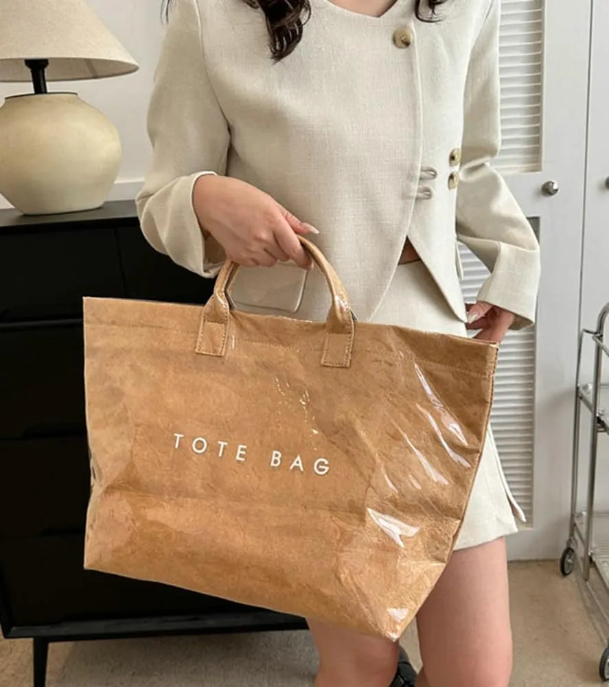 Caistre Women's PVC Tote Handbags Shoulder Bag Winter Fall Fashion Kraft Paper Tote Bag Y2K Large Shopping Bag