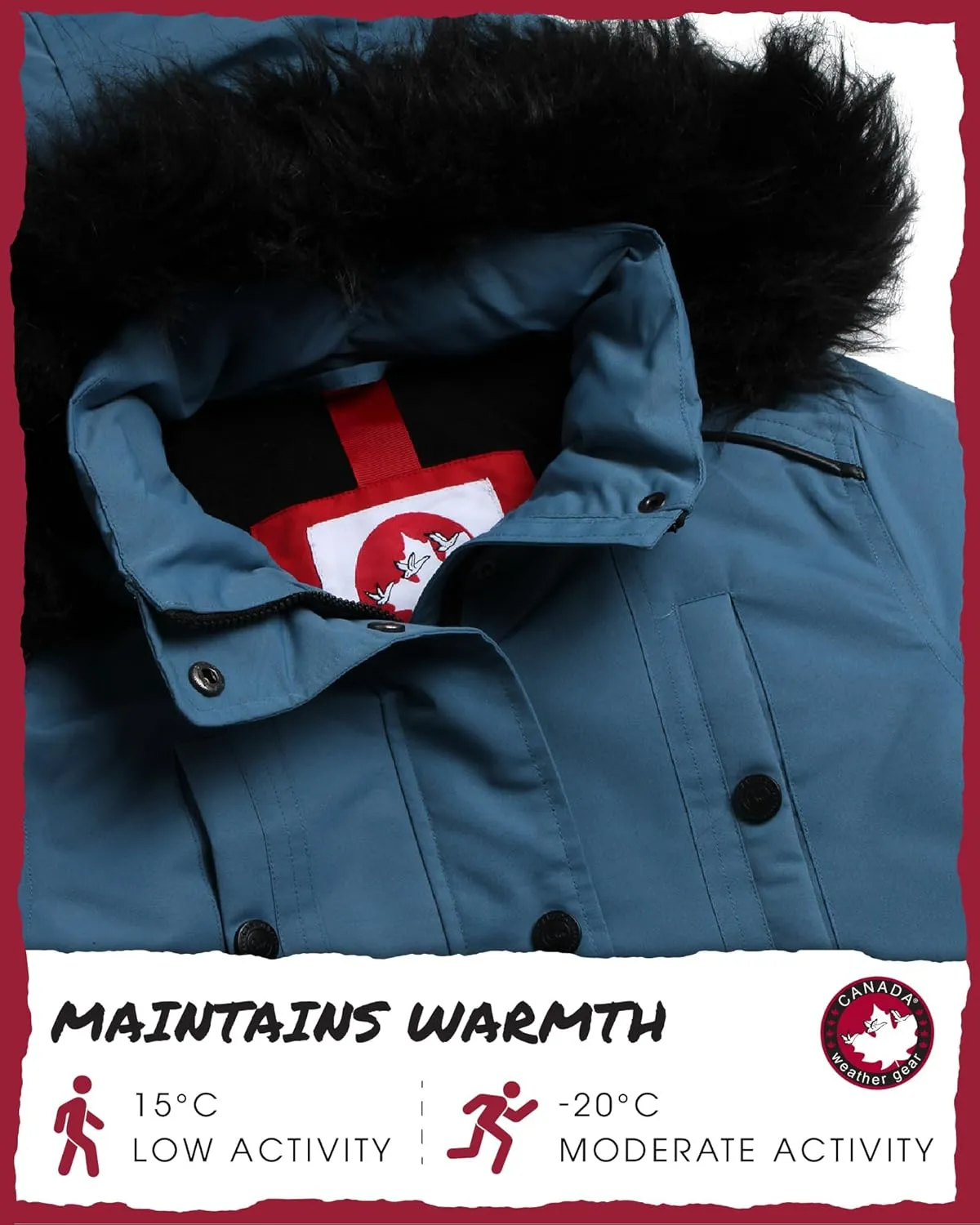 CANADA WEATHER GEAR Girls' Winter Faux Fur Lining Ski Jacket - Water and Wind Resistant Fleece Coat with Hood (Sizes: 7-16)