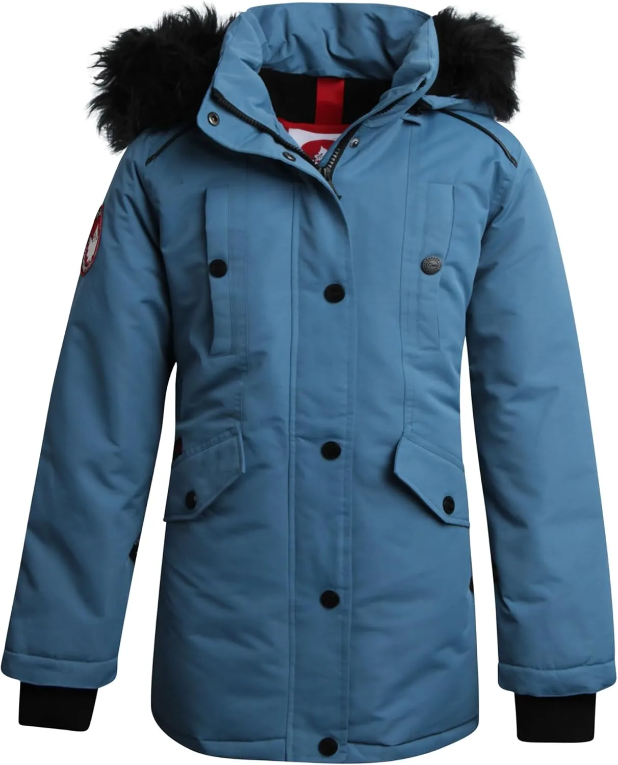 CANADA WEATHER GEAR Girls' Winter Faux Fur Lining Ski Jacket - Water and Wind Resistant Fleece Coat with Hood (Sizes: 7-16)