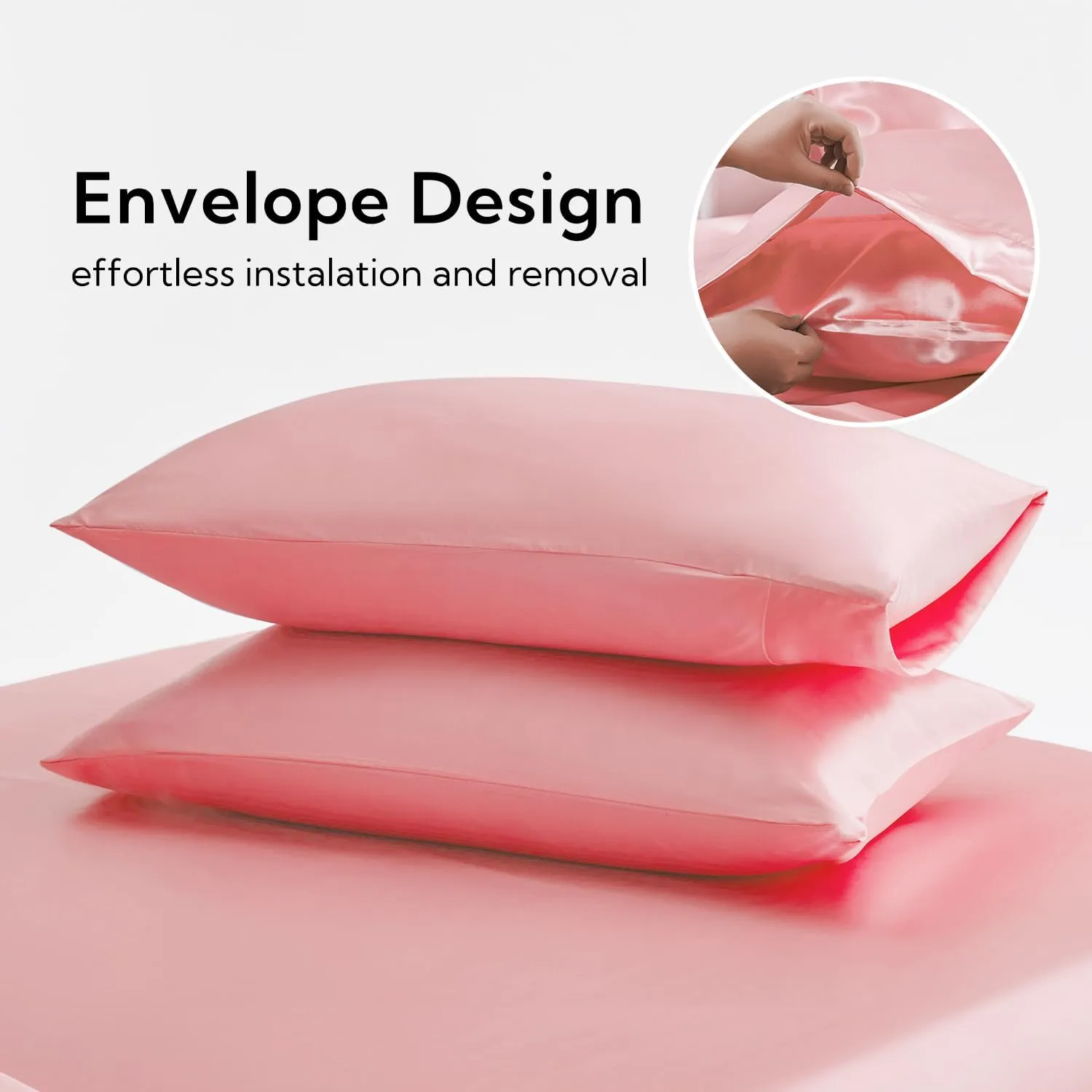 Candoury Satin Sheets Full Size Bed Sheets Set 4 Pcs, Soft and Durable Pillowcase, Flat Sheet and Fitted Sheet, Hotel Luxury Silky Satin Sheets Set (Full, Blush)