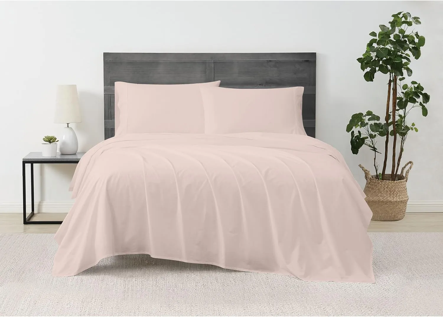 CANNON Solid Percale Blush 4 Piece Full Sheet Set