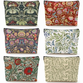 CHENGU 6 Pcs Vintage Makeup Bag Gifts Botanical Classic Floral Canvas Cosmetic Bags Portable Aesthetics Floral Toiletry Bags Birthday graduation Gifts for Women Girls Mom Friends