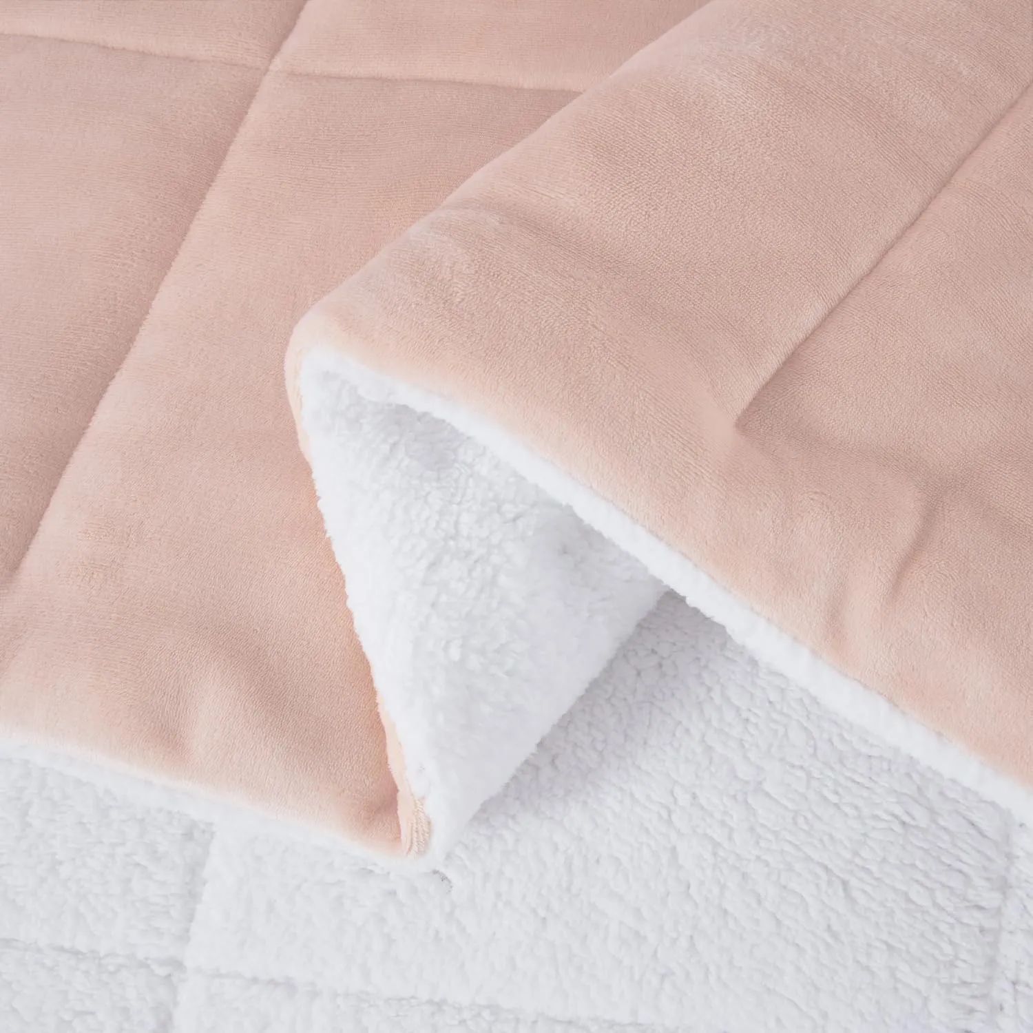 Chezmoi Collection Ultra-Soft Micromink Sherpa Comforter Set with 2 Pillow Shams King Size - Blush Reversible Plush Bedding Comforter 3-Piece Set Warm Winter Blanket