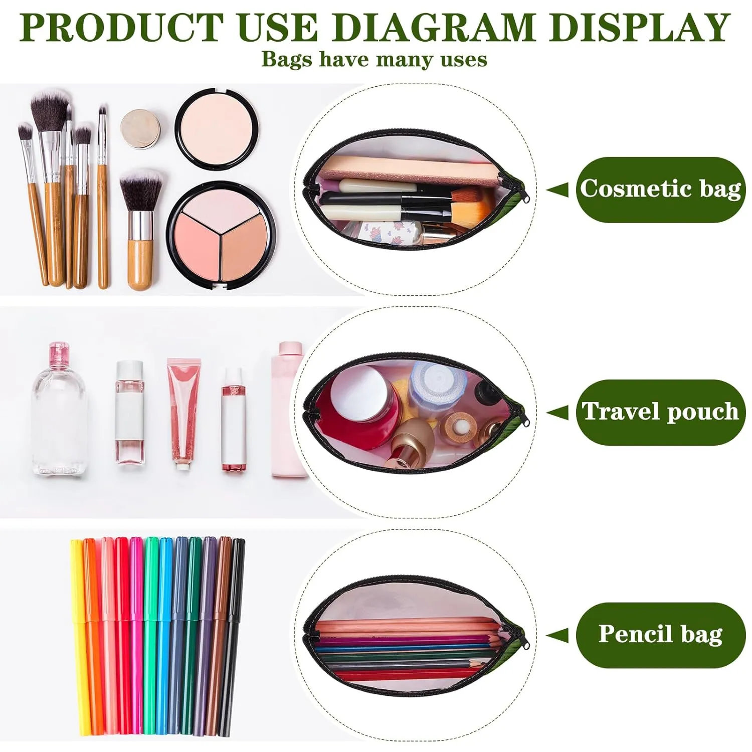 Chunful 12 Pcs Inspirational Christian Gifts Religious Makeup Bags Bulk for Women Bible Verse Flower Cosmetic Bag Mother's Day Gift for Church Ladies Student Office, 7.48 x 4.72 Inch(Retro)