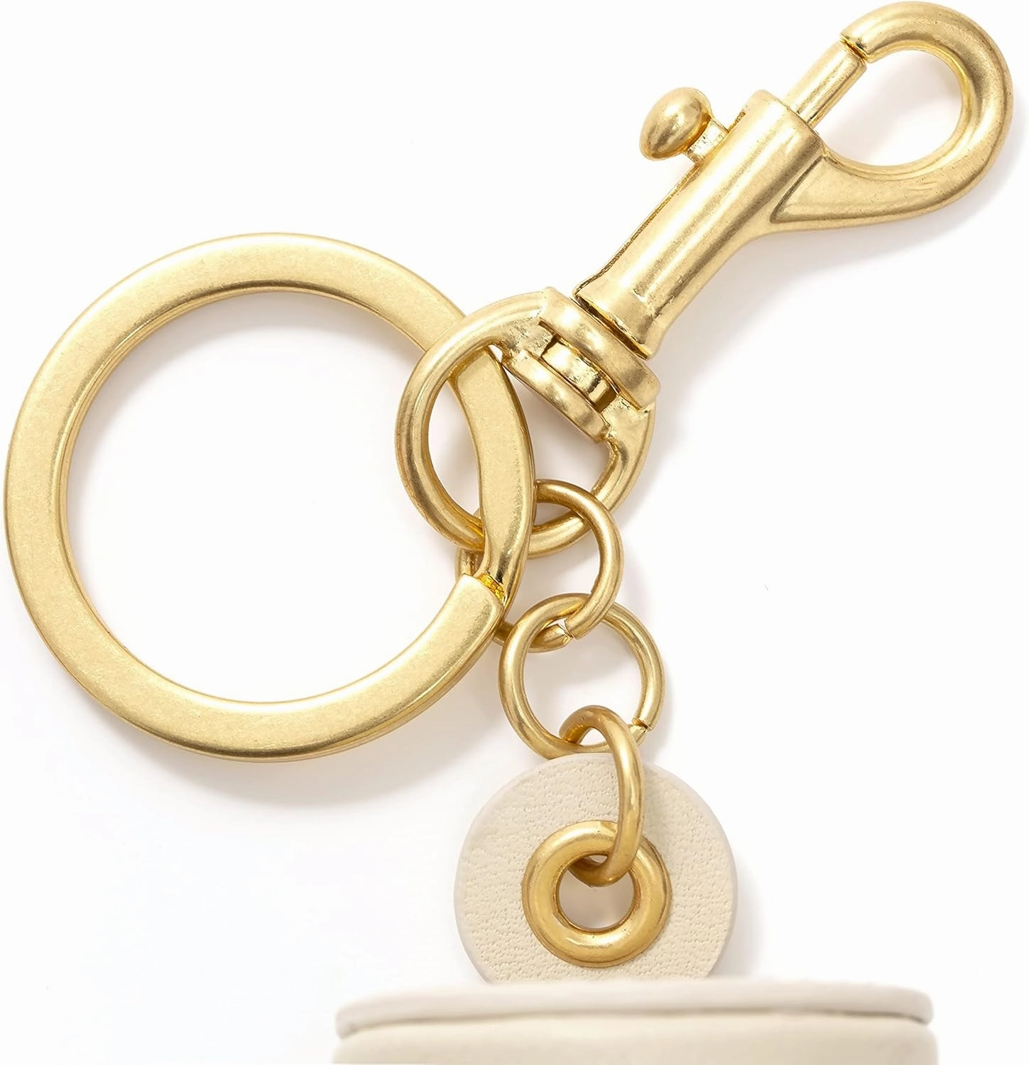 Cockatoo Nappa Leaeher Zipper Lipstick Case with Keyring Chapstick Holder Keychain