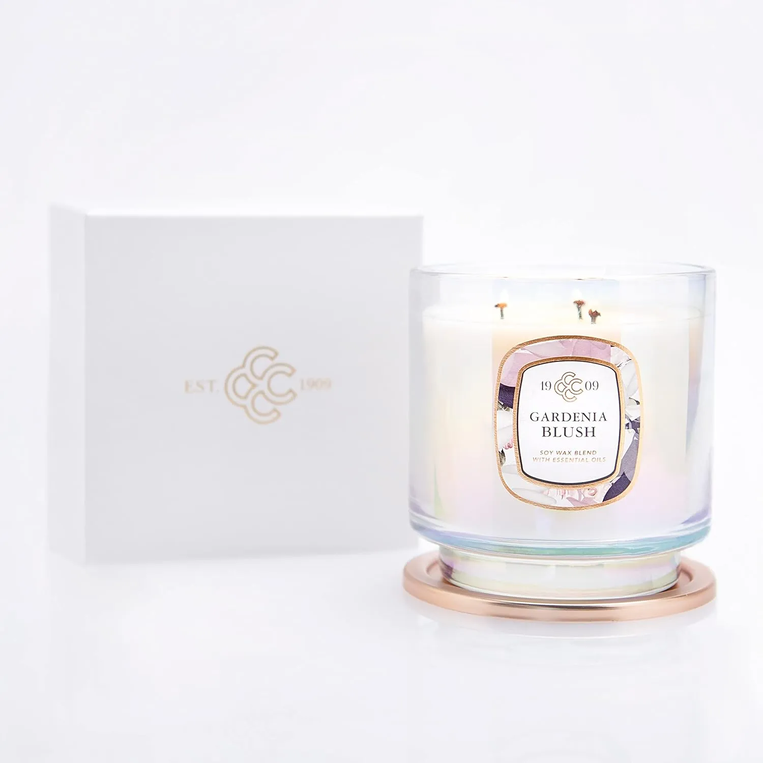 Colonial Candle Gardenia Blush Scented Jar Candle, 1909 Collection, 3 Wick, 20 oz - Up to 80 Hours Burn