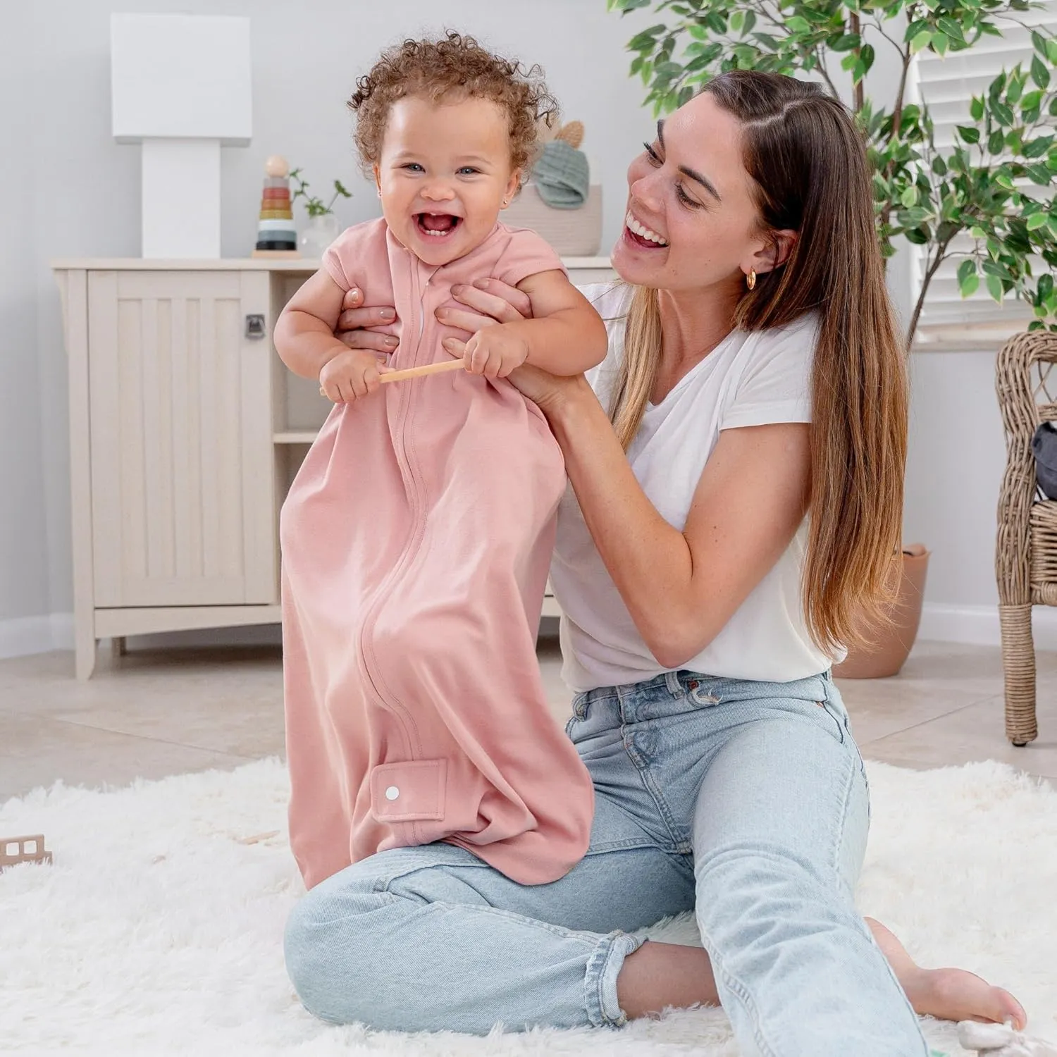 Comfy Cubs Baby Sleep Sack 6-12 Months, Medium - Soft 100% Cotton Wearable Blanket for Babies & Toddlers - Breathable Sleeveless Sleep Bag for Baby with Covered Zipper - Blush-Mauve