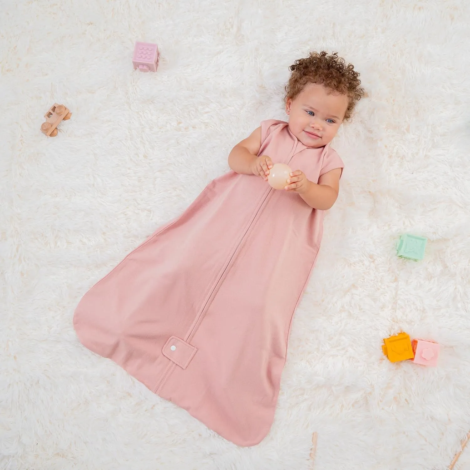 Comfy Cubs Baby Sleep Sack 6-12 Months, Medium - Soft 100% Cotton Wearable Blanket for Babies & Toddlers - Breathable Sleeveless Sleep Bag for Baby with Covered Zipper - Blush-Mauve