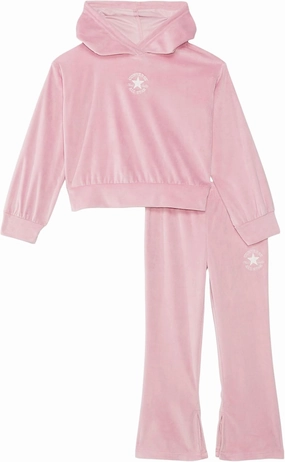 Converse girls Velour Pullover Hoodie & Flare Legging Set (Little Kid)