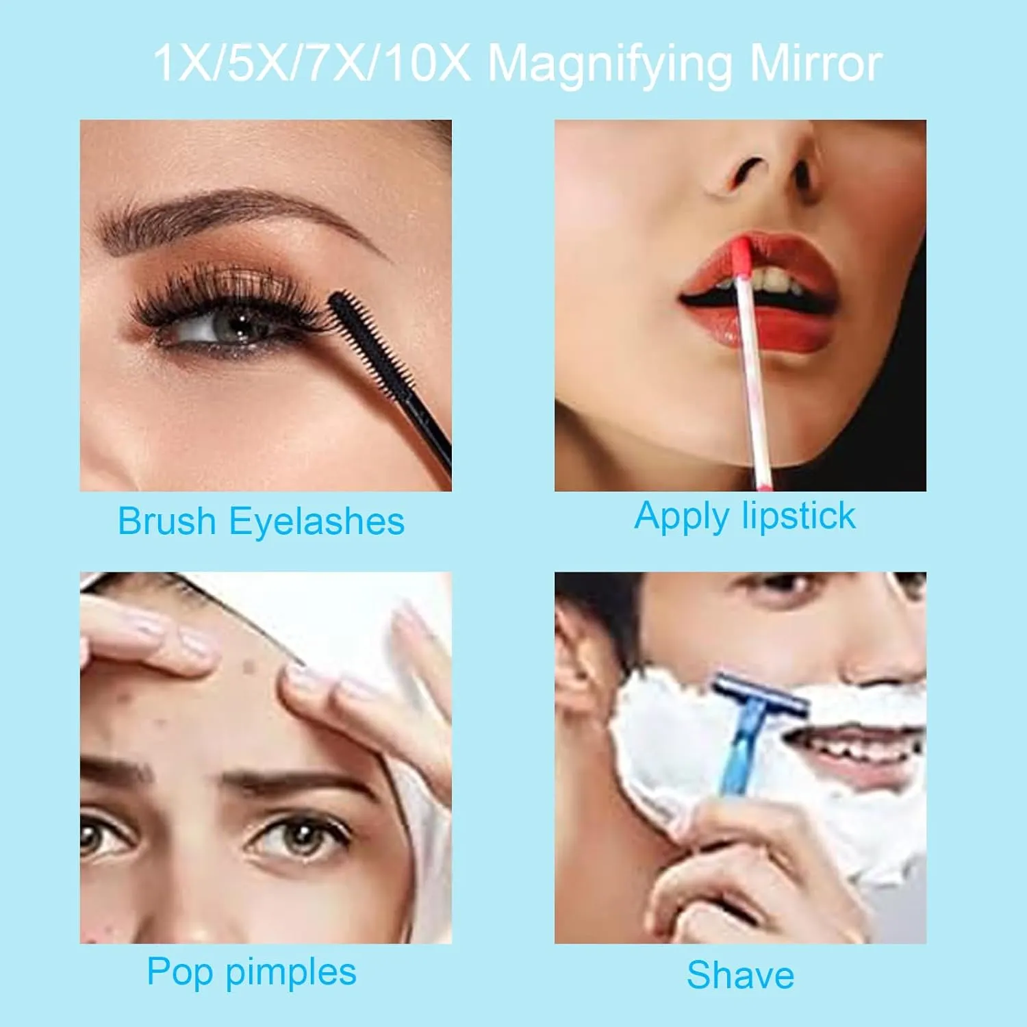 Cosmetic Mirror with Light Wall Mounted, Cosmetic Mirror with Telescopic Arm and Magnification, 360° Rotation Magnifying Mirror with Wall Mount, Shaving Mirror with Telescopic Arm