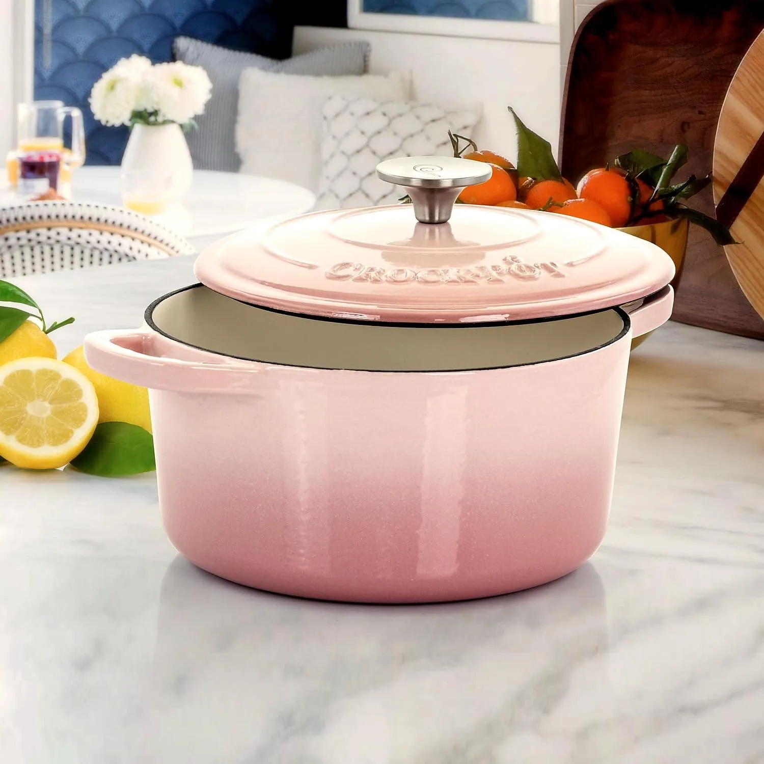 Crock-Pot Artisan Round Enameled Cast Iron Dutch Oven, 3-Quart, Blush Pink