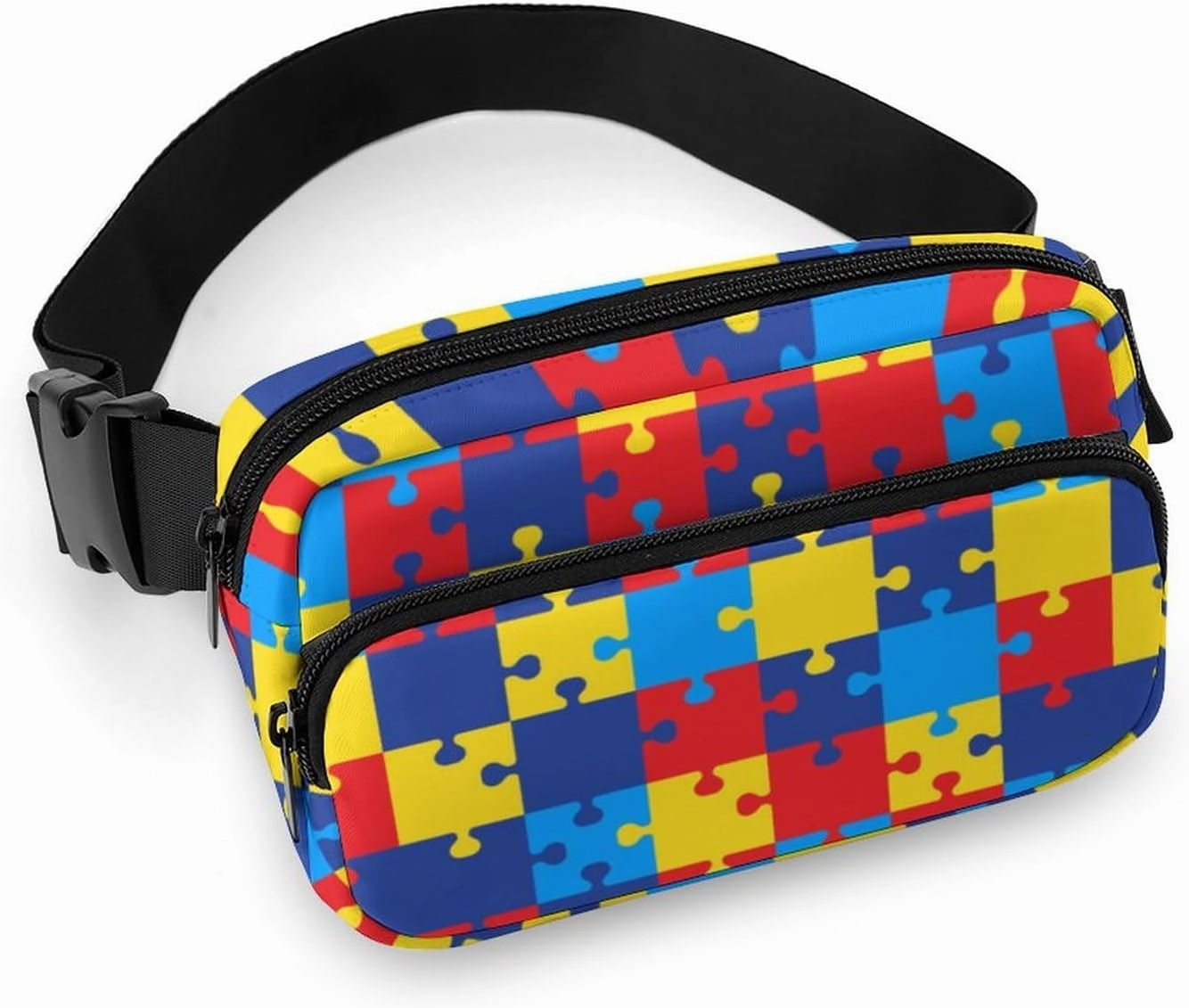 Crossbody Fanny Pack, Autism Awareness Colorful Puzzles Lightweight Belt Bags Waterproof Workout Running Traveling Hiking Waist Pack For Women Men