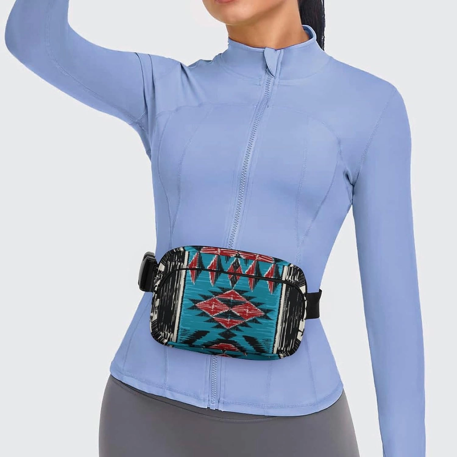 Crossbody Fanny Pack, Tribal Native American Indian Ethnic Aztec Navajo Lightweight Belt Bags Waterproof Workout Running Traveling Hiking Waist Pack For Women Men