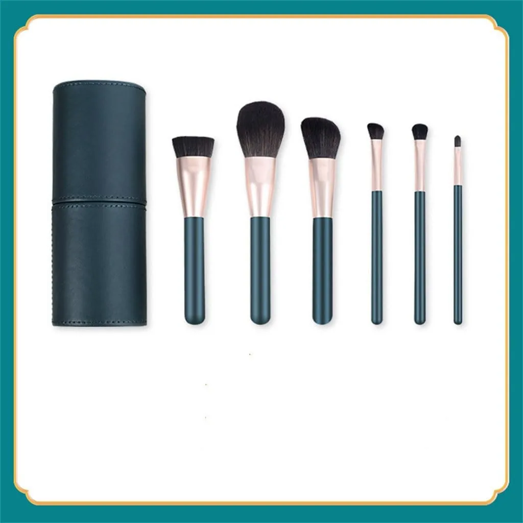 CSCDD 6pcs Makeup Brush Set Foundation Eye Shadow Brush Loose Powder Blush Lip Brush Same Color Storage Bucket