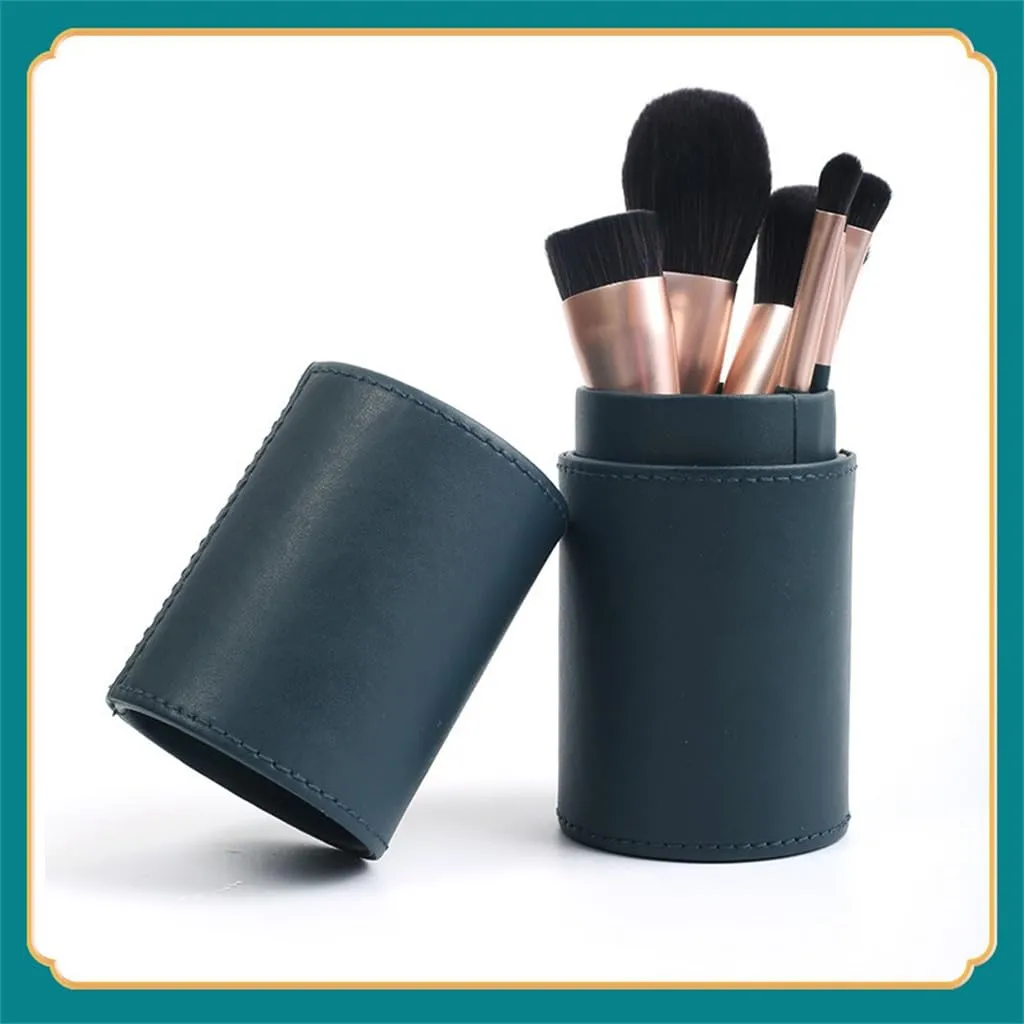 CSCDD 6pcs Makeup Brush Set Foundation Eye Shadow Brush Loose Powder Blush Lip Brush Same Color Storage Bucket