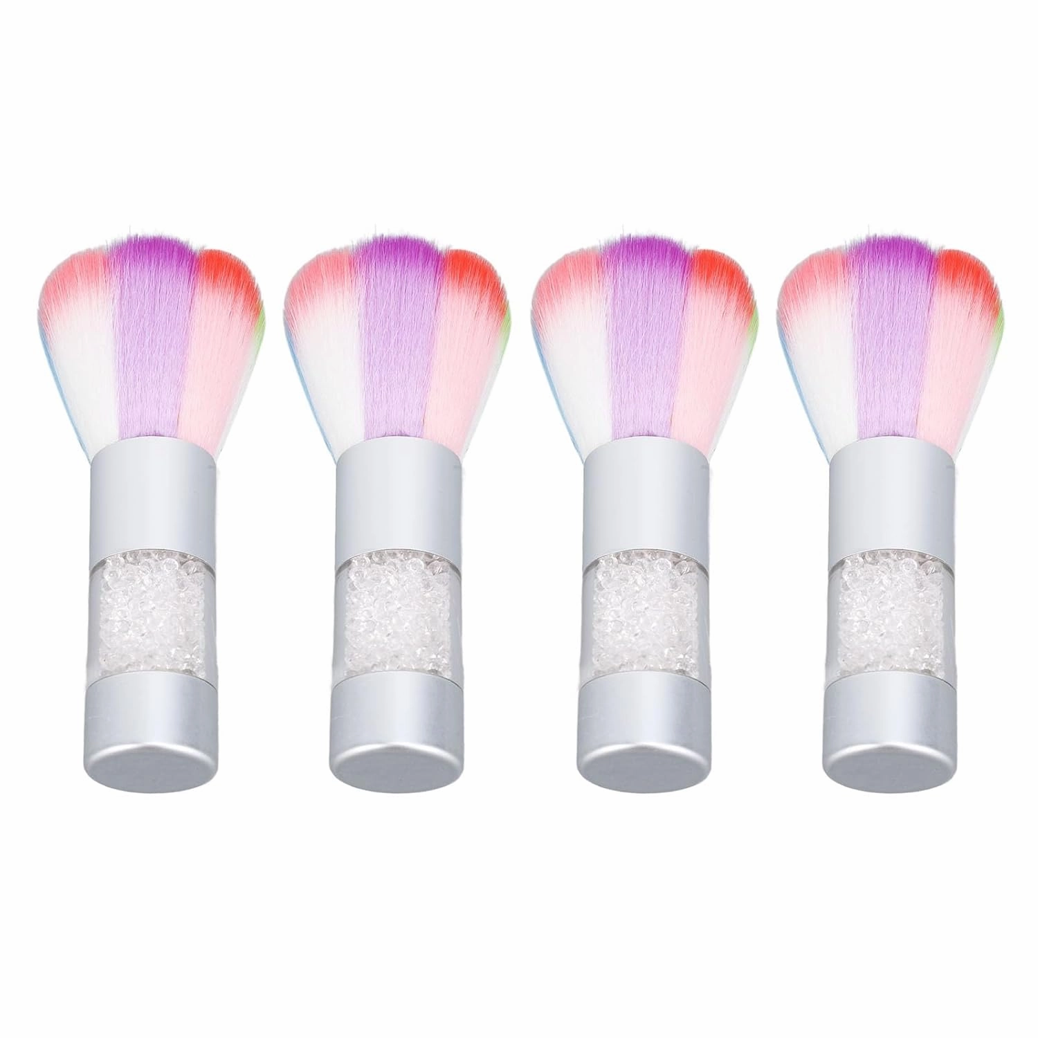 Dioche Nail Dust Brush, 4pcs Nail Art Dust Remover Brush Nail Art Dust Cleaner Brush Makeup Brush with Rhinestone for Makeup Manicure
