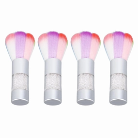 Dioche Nail Dust Brush, 4pcs Nail Art Dust Remover Brush Nail Art Dust Cleaner Brush Makeup Brush with Rhinestone for Makeup Manicure
