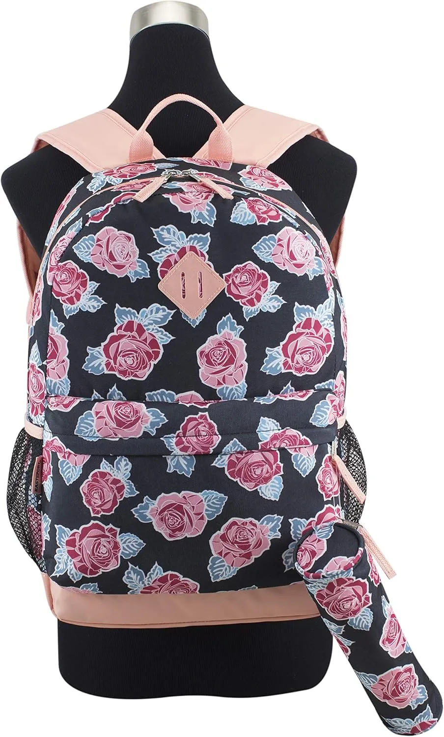 Eastsport Dome Classic Travel Daypack Backpack Bookbag Bag with Accessory Pouch, Blush/Rose Print