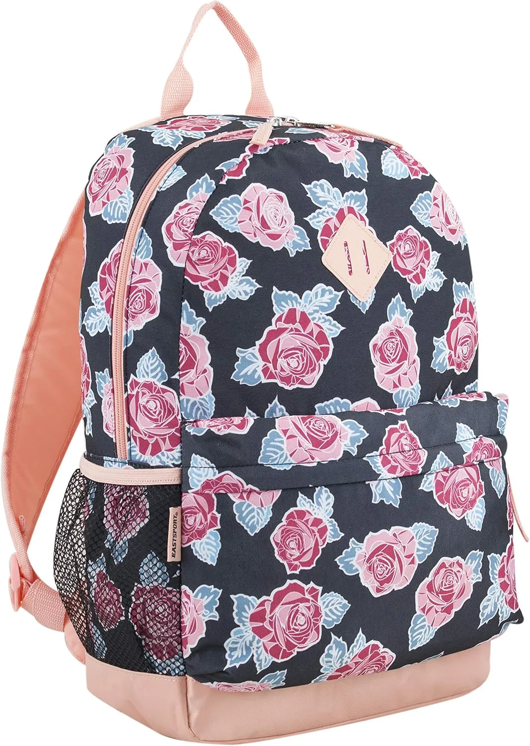 Eastsport Dome Classic Travel Daypack Backpack Bookbag Bag with Accessory Pouch, Blush/Rose Print