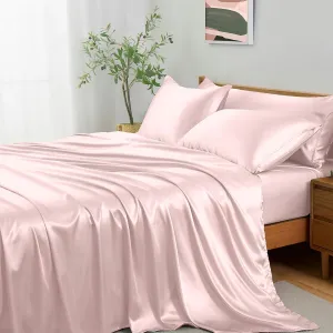 Entisn 5Pcs Blush Full Size Bed Sheets Set with Body Pillow Cover, Silky Satin Sheets Set, Luxury Bedding Sets, Breathable & Ultra Soft Sheets Set Includes 1 Fitted Sheet, 1 Flat Sheet, 3 Pillowcases