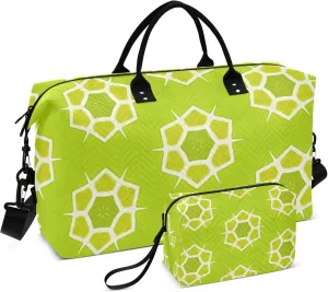 Exnundod Women Weekender Bags Bright Lime Green Geometric Gym Bags Carry On Overnight Duffle Large Duffle Tote Hospital Bag for Business Trip, Yoga