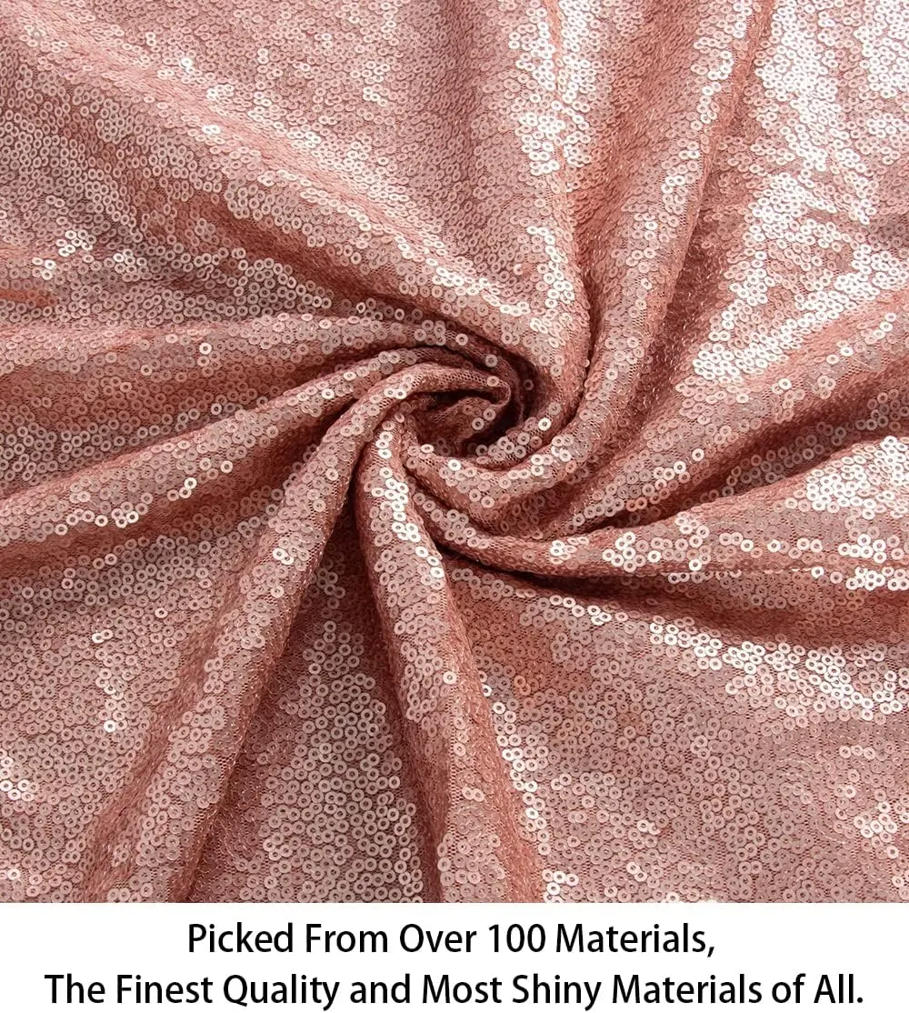 Fabric by The Yard Blush Sequin Fabric 12 Feet 4 Yards Embroidered Glitter Fabric for Sewing Shimmer Material Fabric-Backdrop Tablecloth Linen Table Runner (4 Yards, Blush)
