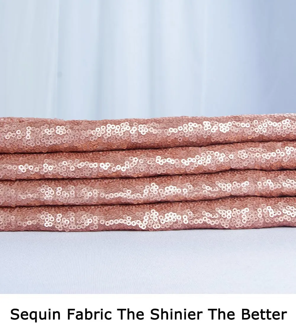 Fabric by The Yard Blush Sequin Fabric 12 Feet 4 Yards Embroidered Glitter Fabric for Sewing Shimmer Material Fabric-Backdrop Tablecloth Linen Table Runner (4 Yards, Blush)