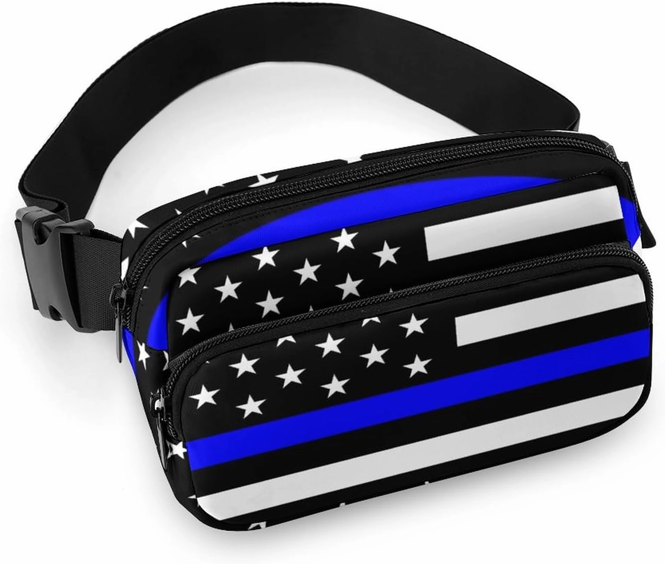 Fanny Packs Waist Pack for Women, Waterproof Stylish Waist Pack Adjustable Crossbody Bags, American Thin Blue Line Police Flag Small Belt Bag for Workout Running Traveling Hiking
