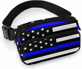 Fanny Packs Waist Pack for Women, Waterproof Stylish Waist Pack Adjustable Crossbody Bags, American Thin Blue Line Police Flag Small Belt Bag for Workout Running Traveling Hiking