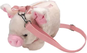 Fashion Style Plush Pig Crossbody Bag Girls Messenger Purse Animal Storage Pouch for Daily Use