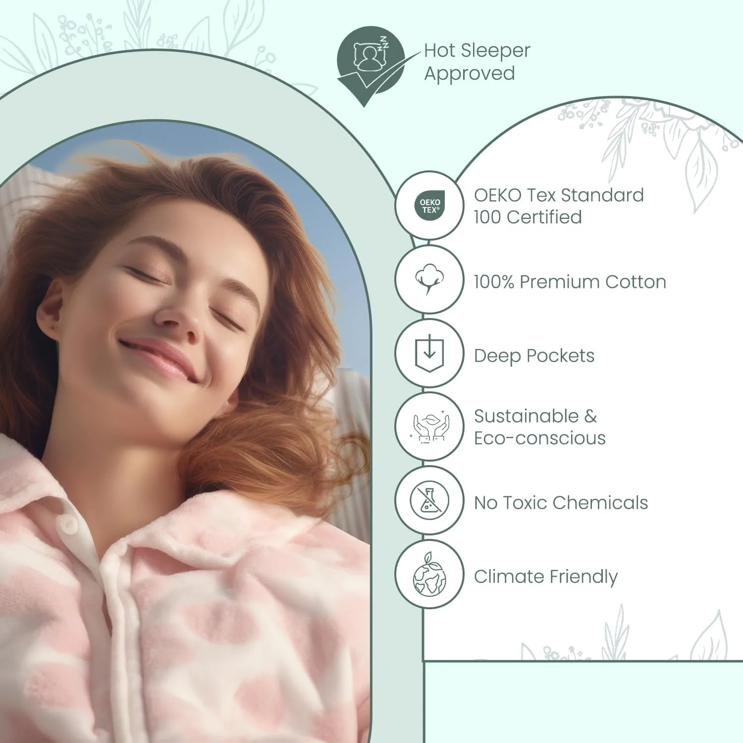 Feather & Stitch 1 Piece Fitted Sheet Queen Size, 100% Cotton Damask Sateen Weave, Striped Breathable, Stretchable Elastic Sheet For Mattress 18 inch Deep Pocket, 500TC Premium Ultra Soft - Blue Blush
