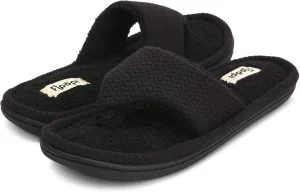 Floopi Memory Foam Soft Knit Thong Slipper for Women with French Terry Insole/Lining with Rubber Outsole