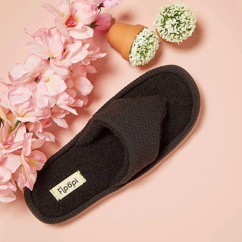 Floopi Memory Foam Soft Knit Thong Slipper for Women with French Terry Insole/Lining with Rubber Outsole