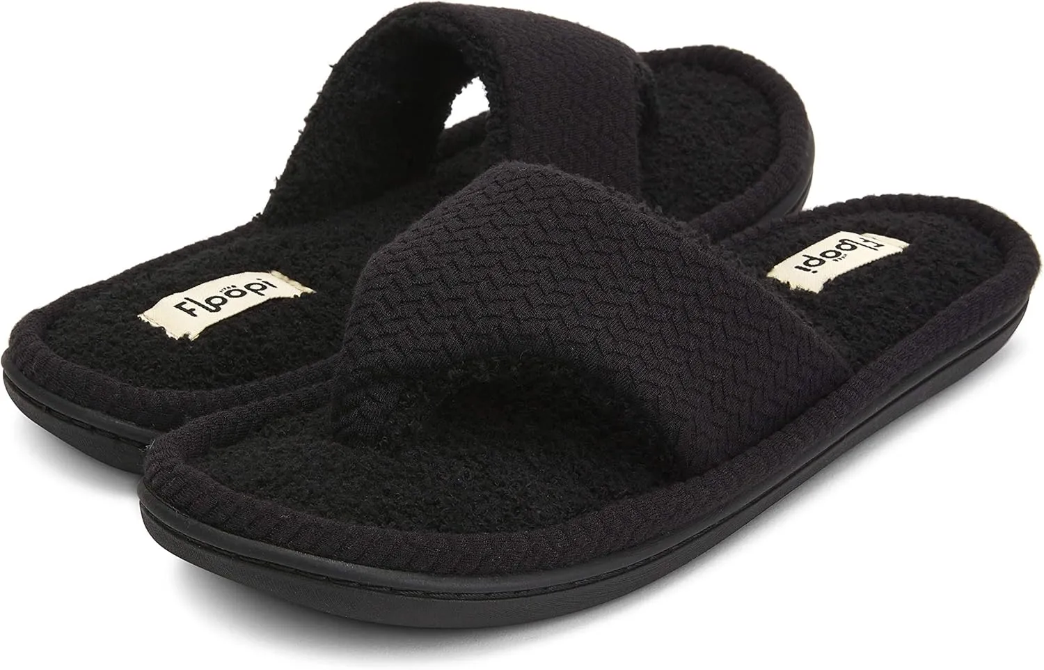 Floopi Memory Foam Soft Knit Thong Slipper for Women with French Terry Insole/Lining with Rubber Outsole