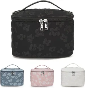 Floral Makeup Bag, Large Capacity Makeup Toiletry Bag, Zipper Cosmetic Pouch, Daily Travel Use Skincare Bag, Multipurpose Organizer Bag (Midnight Petals Black)