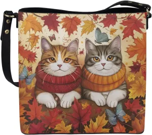 FOR U DESIGNS Bucket Bags for Women PU Leather Christmas Crossbody Bag with Adjustable Strap Cute Shoulder Bag